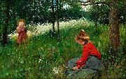 Robert Lundberg Flickor pa Jamtlandsk sommarang oil painting artist